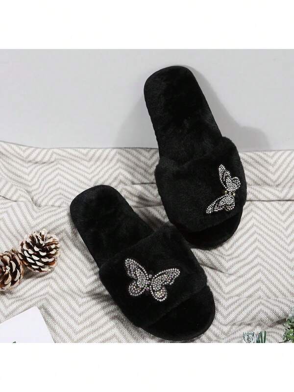 Pantufa Feminina De Velúdo Confortável Casual