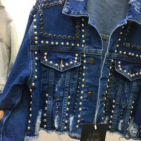 Jaqueta Jeans Feminina Curta Manga Longa Para o Inverno