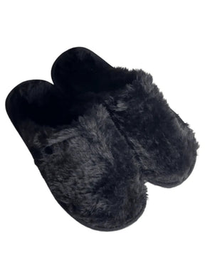 Pantufa De Pelúcia Unissex Preto Confortável Uso Domésticos