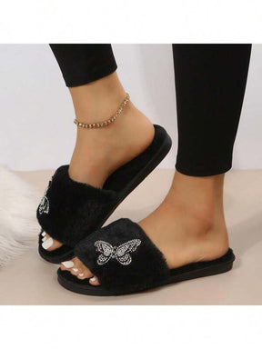 Pantufa Feminina De Velúdo Confortável Casual