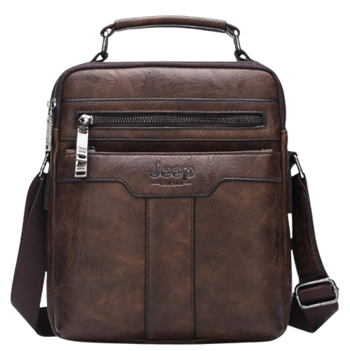 Bolsa JEEP-BULUO de Couro Bag Masculina 2 Fechos