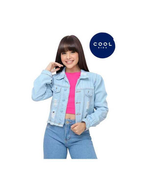 Jaqueta Jeans Feminina Curta Bordada Para o Inverno