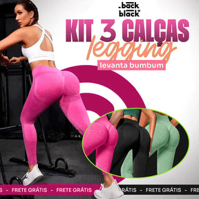 [Kit 3 Calças Legging Incluso as 3 Cores Levanta Bum Bum - Promoção de Inverno Setembro