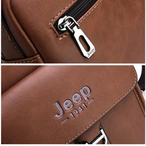 Bolsa  JEEP-BULUO em Couro Bag Masculina de Ombro com Fecho Metal