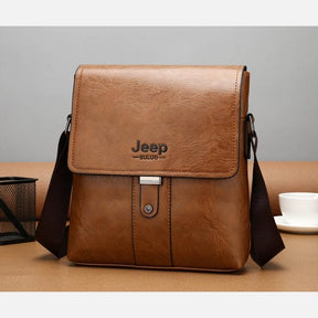 Bolsa JEEP-BULUO de Couro Bag Masculina com Fecho Metal