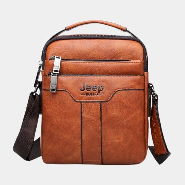 Bolsa JEEP-BULUO de Couro Bag Masculina 2 Fechos