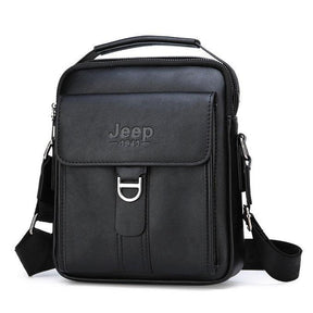 Bolsa  JEEP-BULUO em Couro Bag Masculina de Ombro com Fecho Metal