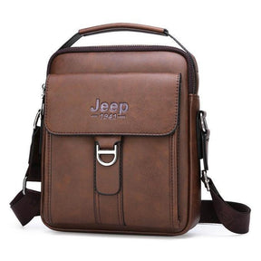 Bolsa  JEEP-BULUO em Couro Bag Masculina de Ombro com Fecho Metal