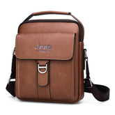 Bolsa  JEEP-BULUO em Couro Bag Masculina de Ombro com Fecho Metal